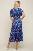 Royal Blue Floral Satin Ruffle Midi Dress sold by Pinkblush