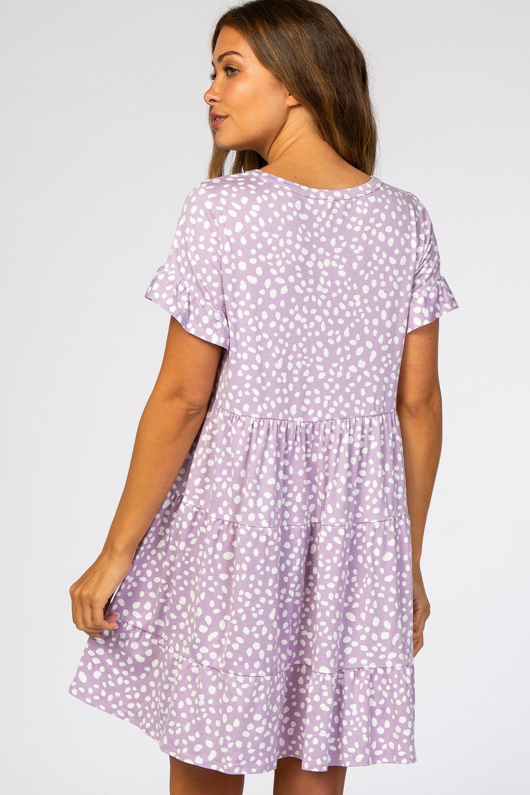 Lavender Animal Print Tiered Maternity Dress sold by Pinkblush product image thumbnail 3