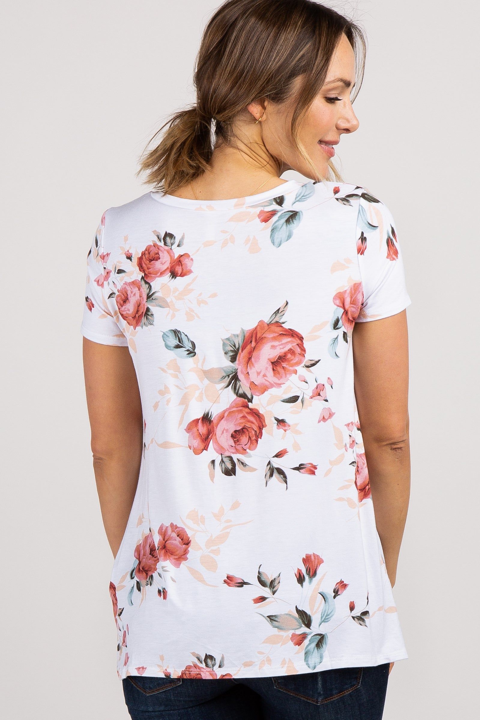 PinkBlush Ivory Floral Knotted Hem Top sold by Pinkblush product image thumbnail 4