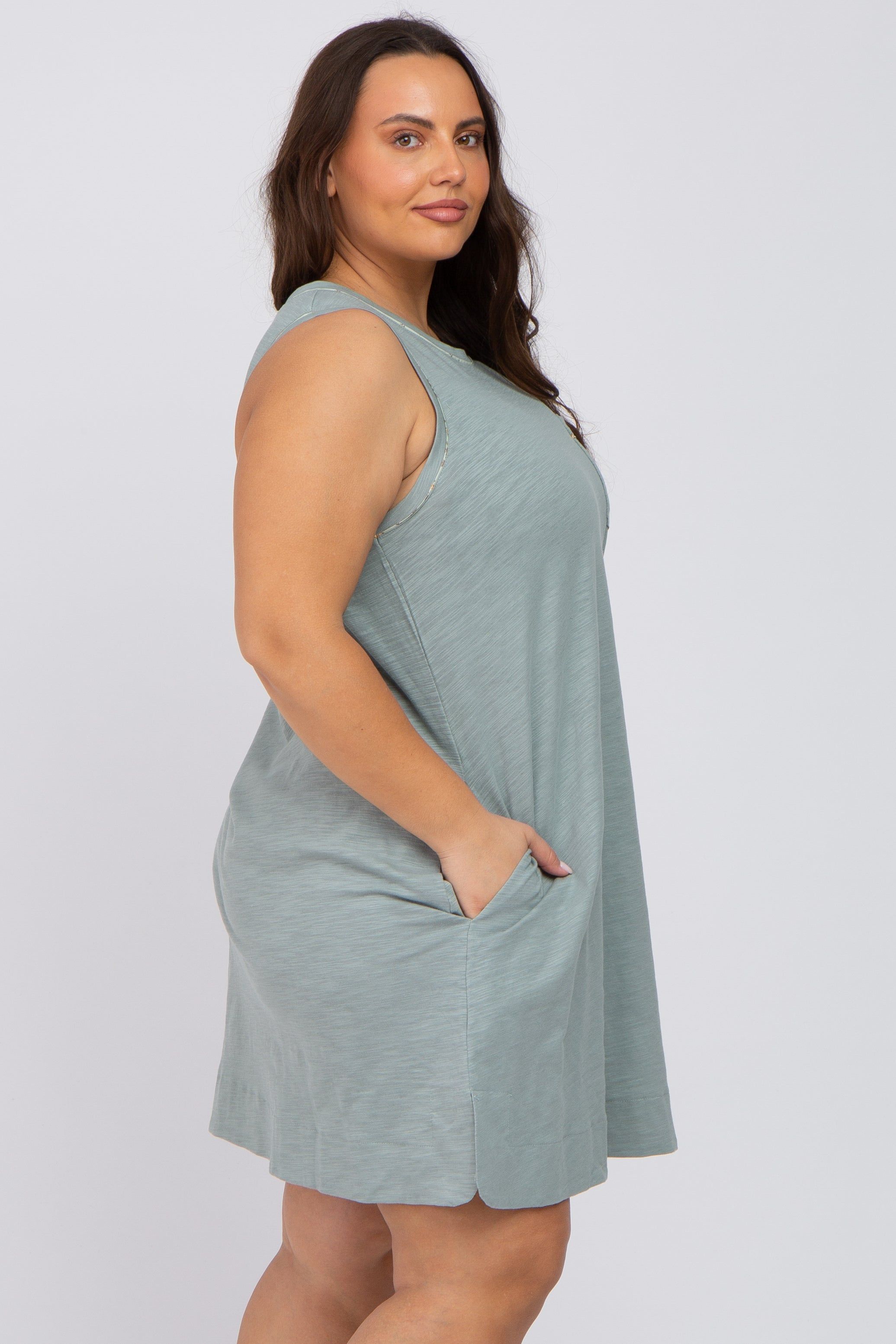 Mint Floral Trim Plus Shift Dress sold by Pinkblush product image thumbnail 2