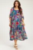 Navy Floral Half-Length Sleeve Tie Maternity Midi Dress sold by Pinkblush