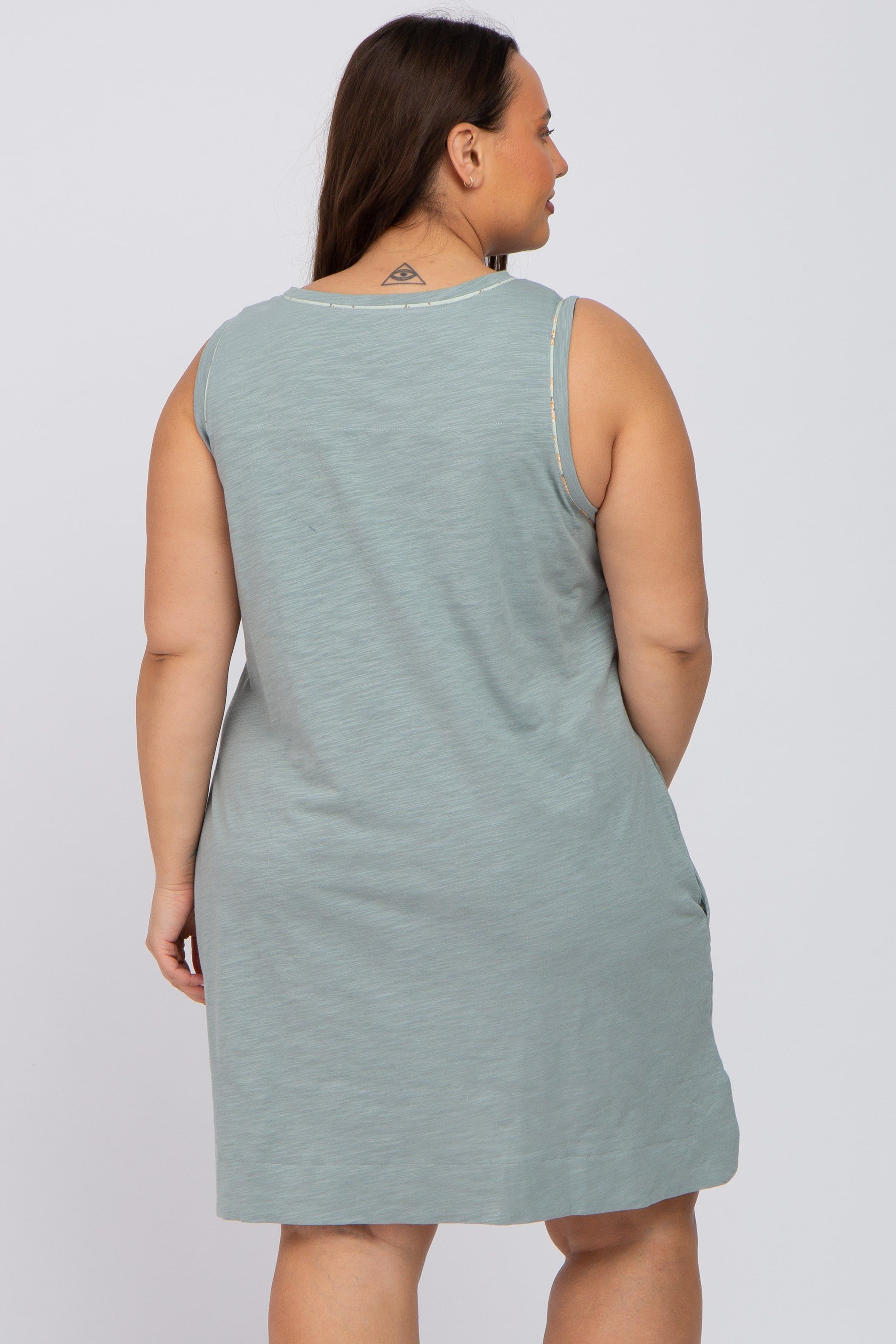 Mint Floral Trim Plus Shift Dress sold by Pinkblush product image thumbnail 3