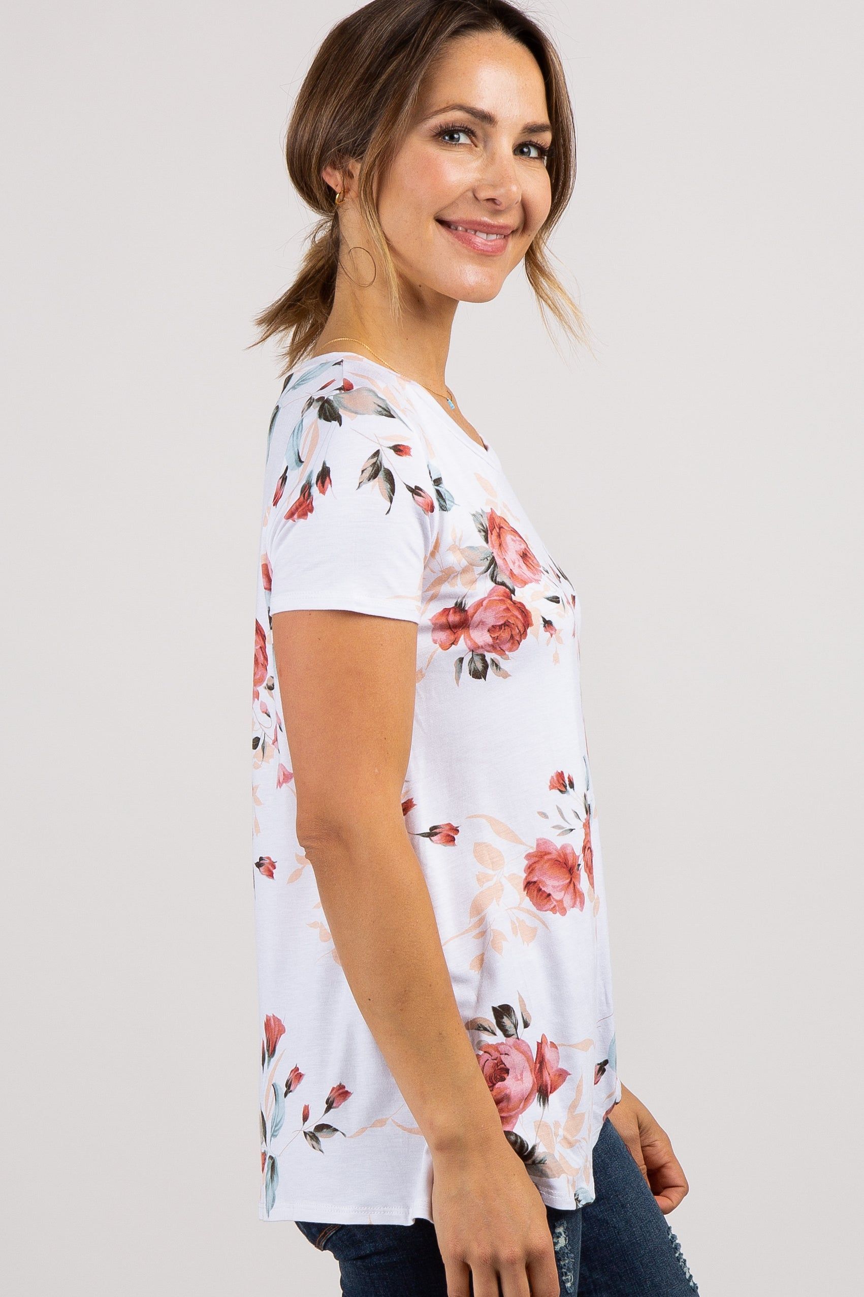 PinkBlush Ivory Floral Knotted Hem Top sold by Pinkblush product image thumbnail 3