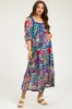 Navy Floral Half-Length Sleeve Tie Maternity Midi Dress sold by Pinkblush