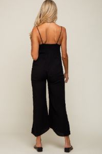 Black Front Tie Sleeveless Maternity Jumpsuit sold by Pinkblush