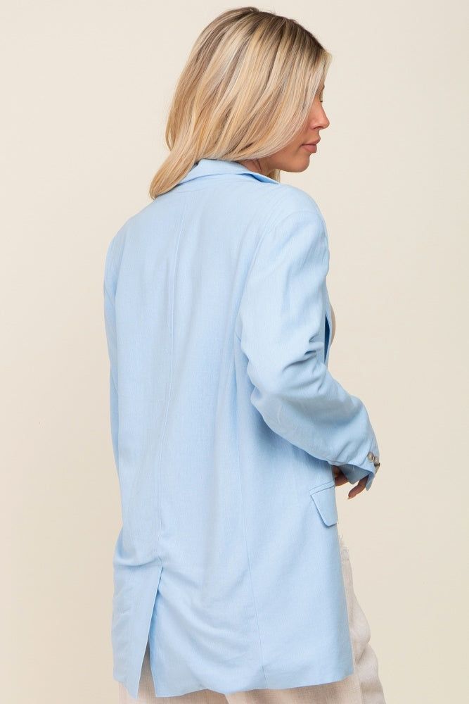 Light Blue Linen Front Pocket Blazer sold by Pinkblush product image thumbnail 3
