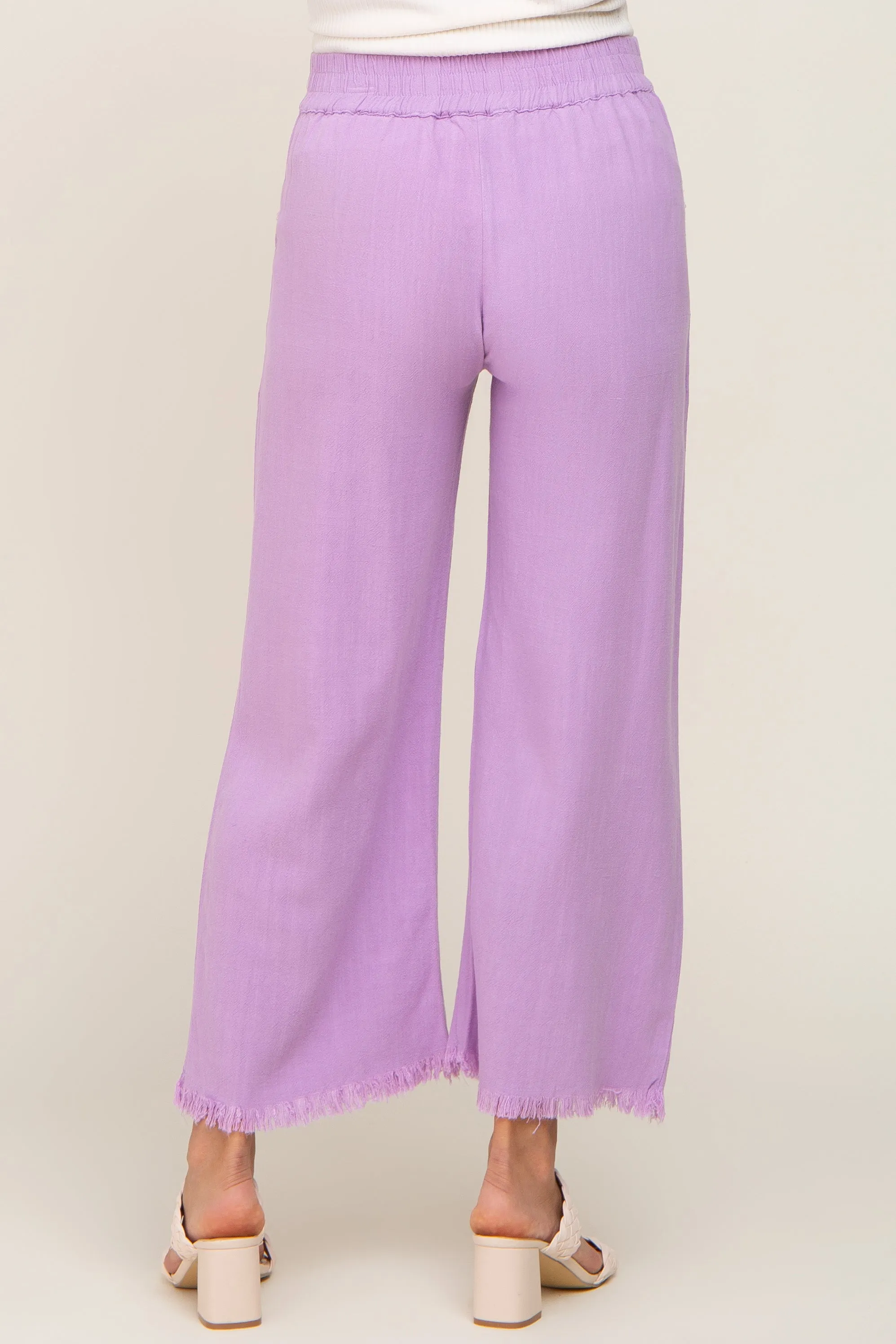 Lavender Linen Frayed Hem Crop Maternity Pants sold by Pinkblush product image thumbnail 4