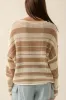 Cream Sand Oversized Stripe Colorblock Crochet Knit Sweater sold by Pinkblush