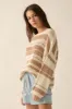 Cream Sand Oversized Stripe Colorblock Crochet Knit Sweater sold by Pinkblush
