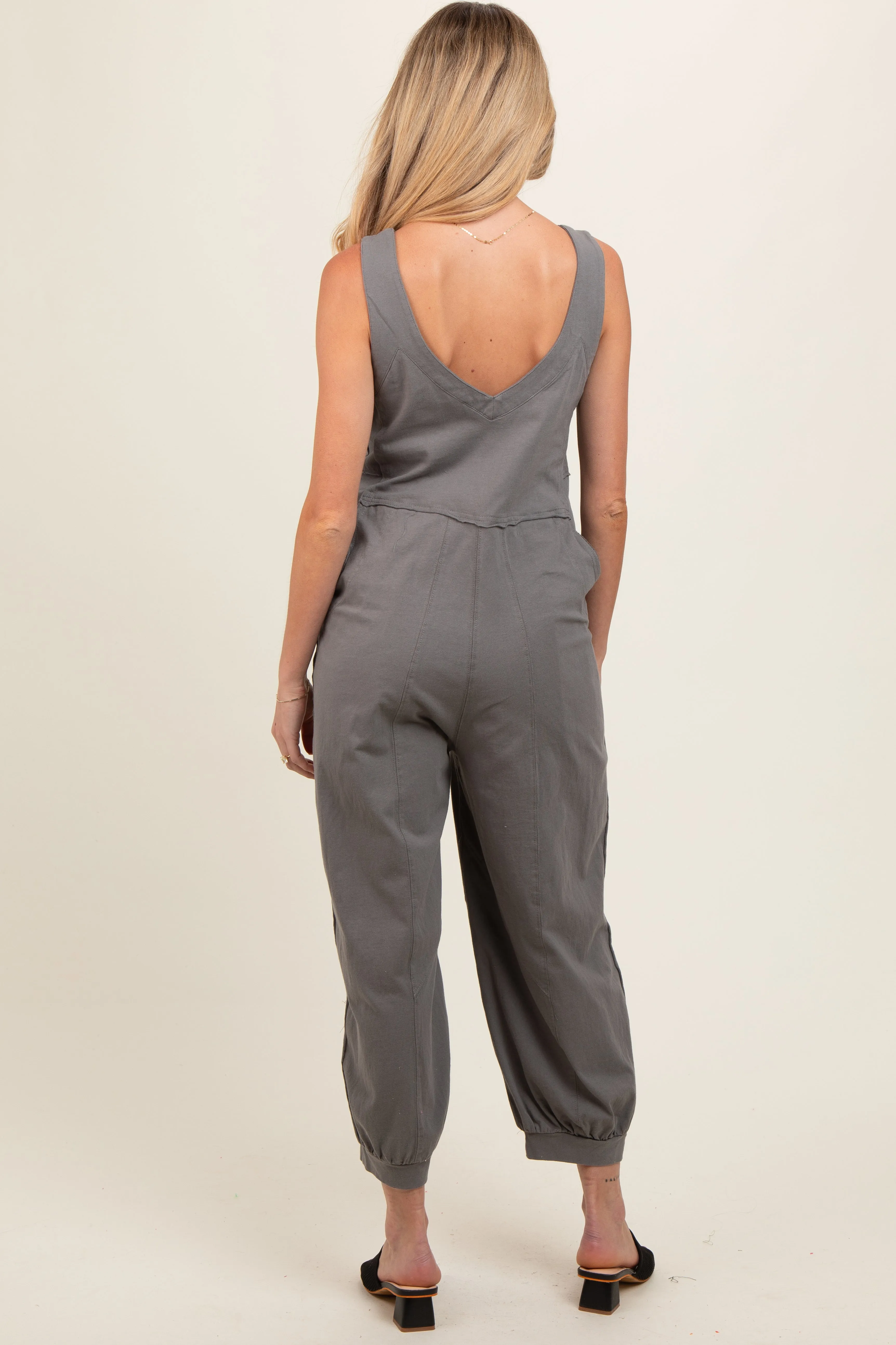 Grey Loose Fit Sleeveless Maternity Jumpsuit sold by Pinkblush product image thumbnail 4