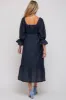 Navy Blue Metallic Jacquard Floral Maternity Midi Dress sold by Pinkblush