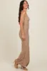Gold Glitter Shoulder Tie Open Back Maxi Dress sold by Pinkblush