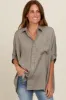 Olive Satin Oversized Shirt sold by Pinkblush