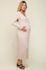 Taupe Ribbed Maternity Knit Maxi Dress sold by Pinkblush