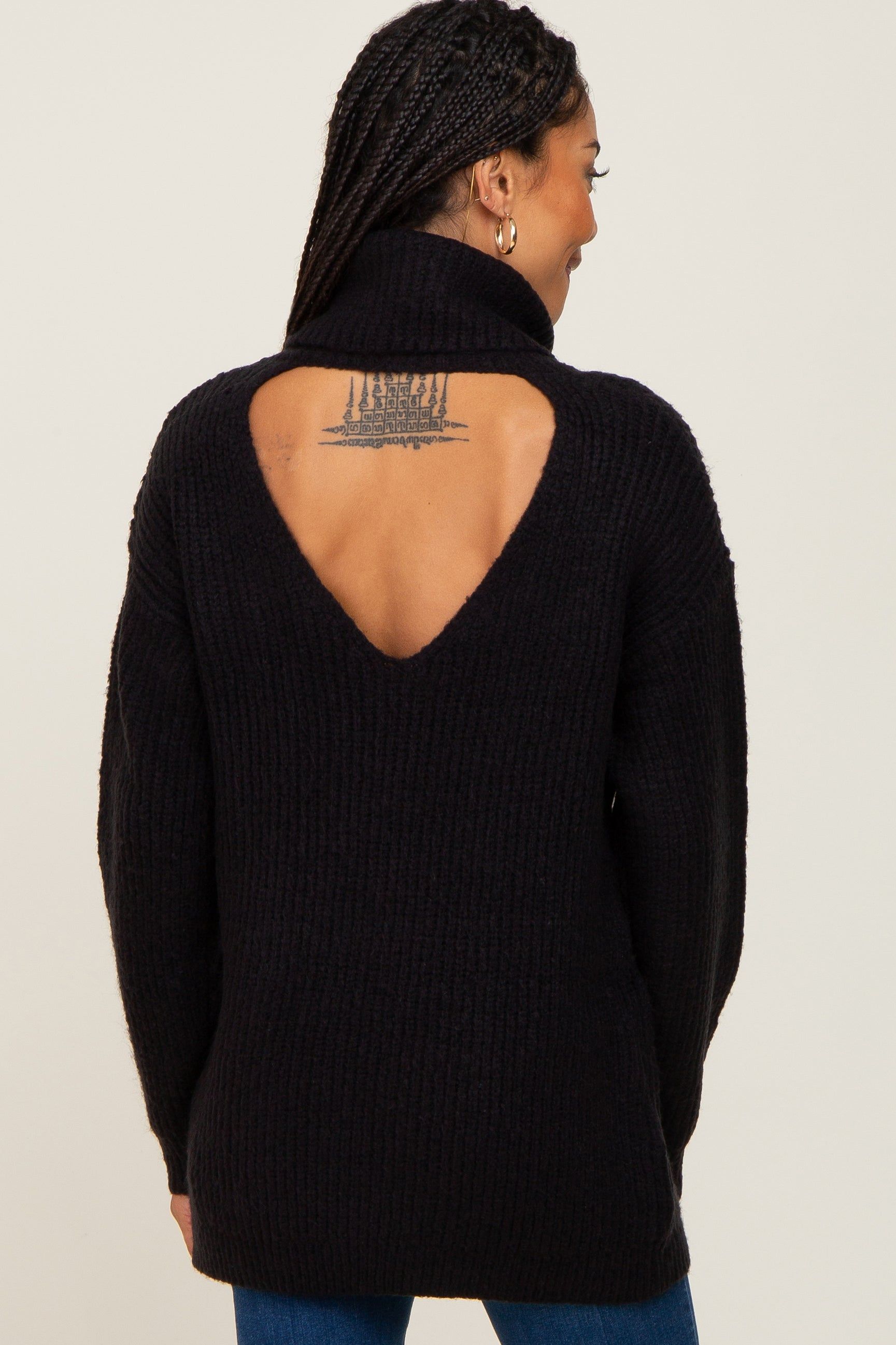 Black Soft Knit Cutout Back Sweater sold by Pinkblush product image thumbnail 3