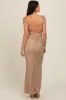 Gold Glitter Shoulder Tie Open Back Maxi Dress sold by Pinkblush
