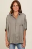 Olive Satin Oversized Shirt sold by Pinkblush
