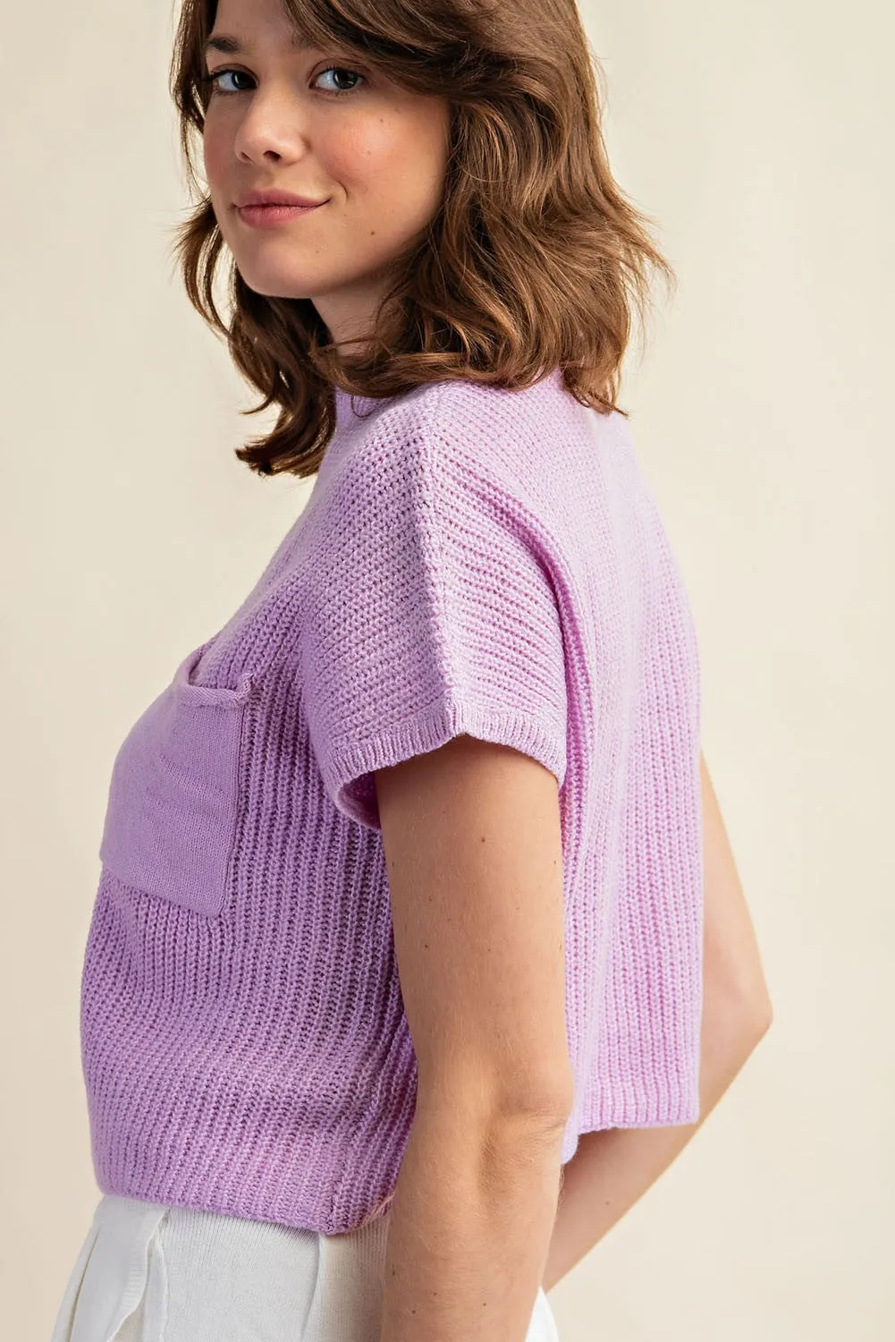 Lavender Drop Shoulder Rib-Knit Sweater Top sold by Pinkblush product image thumbnail 4