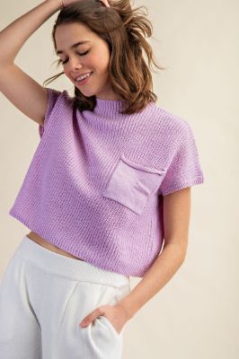 Lavender Drop Shoulder Rib-Knit Sweater Top sold by Pinkblush