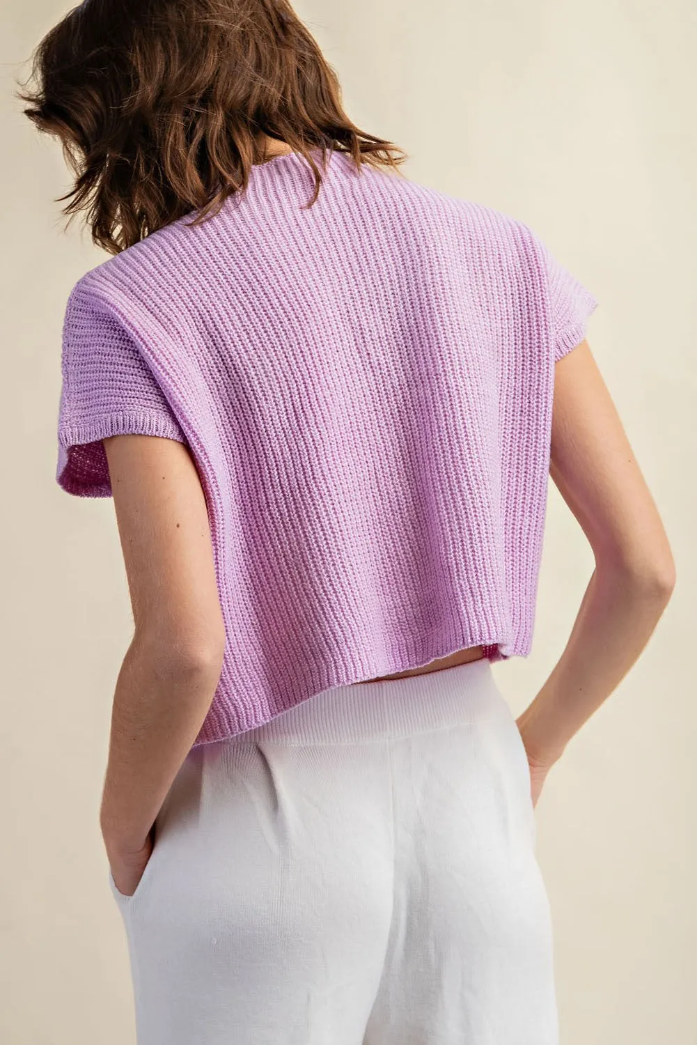 Lavender Drop Shoulder Rib-Knit Sweater Top sold by Pinkblush product image thumbnail 5