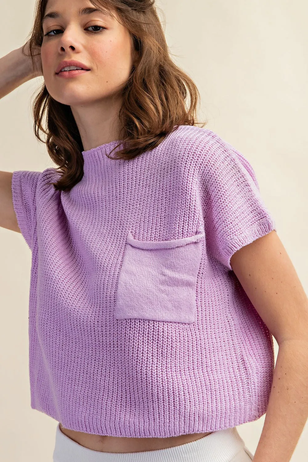 Lavender Drop Shoulder Rib-Knit Sweater Top sold by Pinkblush product image thumbnail 2