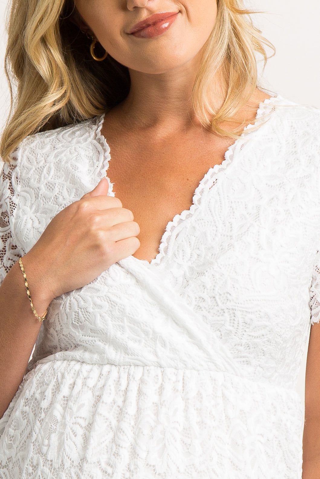 PinkBlush White Lace Overlay Wrap Maternity Maxi Dress sold by Pinkblush product image thumbnail 4