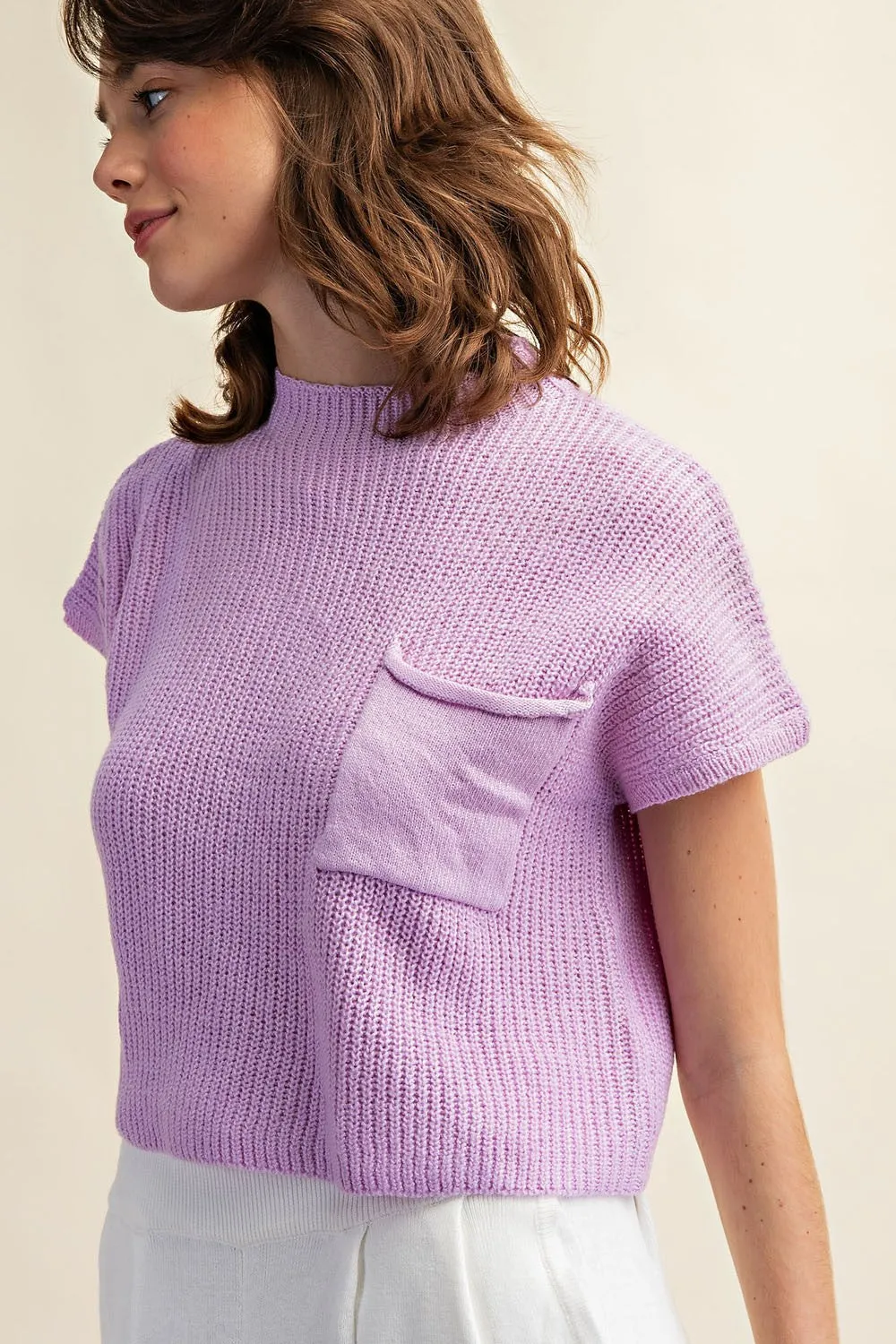 Lavender Drop Shoulder Rib-Knit Sweater Top sold by Pinkblush product image thumbnail 3