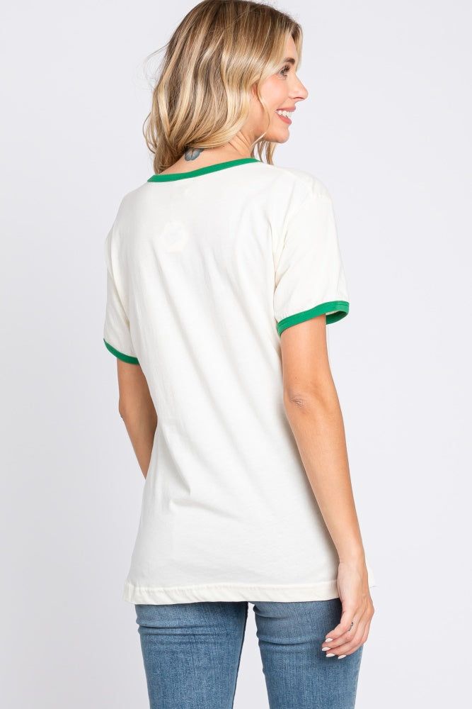 Green Cream Short Sleeve Ringer Tee sold by Pinkblush product image thumbnail 3