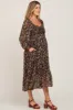 Black Floral Chiffon Ruffle Maternity Maxi Dress sold by Pinkblush