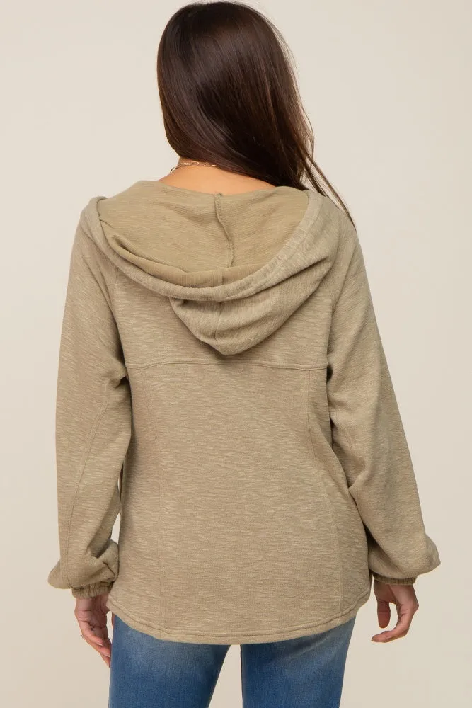 Olive V-Neck Drawstring Hooded Maternity Top sold by Pinkblush product image thumbnail 3