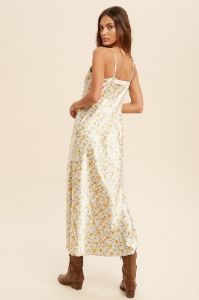 Cream Floral Midi Dress sold by Pinkblush