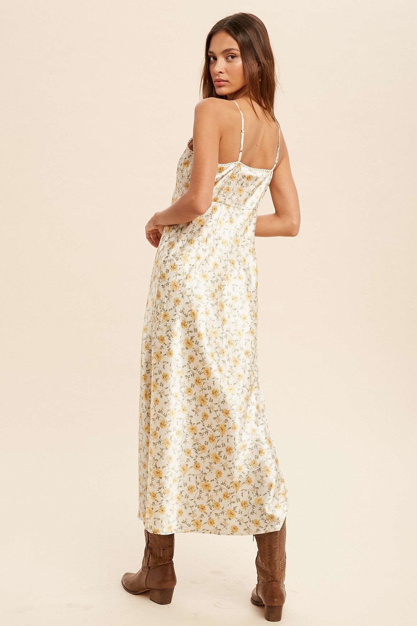 Cream Floral Midi Dress sold by Pinkblush product image thumbnail 3