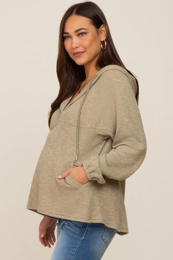 Olive V-Neck Drawstring Hooded Maternity Top sold by Pinkblush product image thumbnail 2