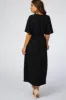 Black Open Sleeve Maternity Wrap Midi Dress sold by Pinkblush