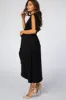Black Open Sleeve Maternity Wrap Midi Dress sold by Pinkblush