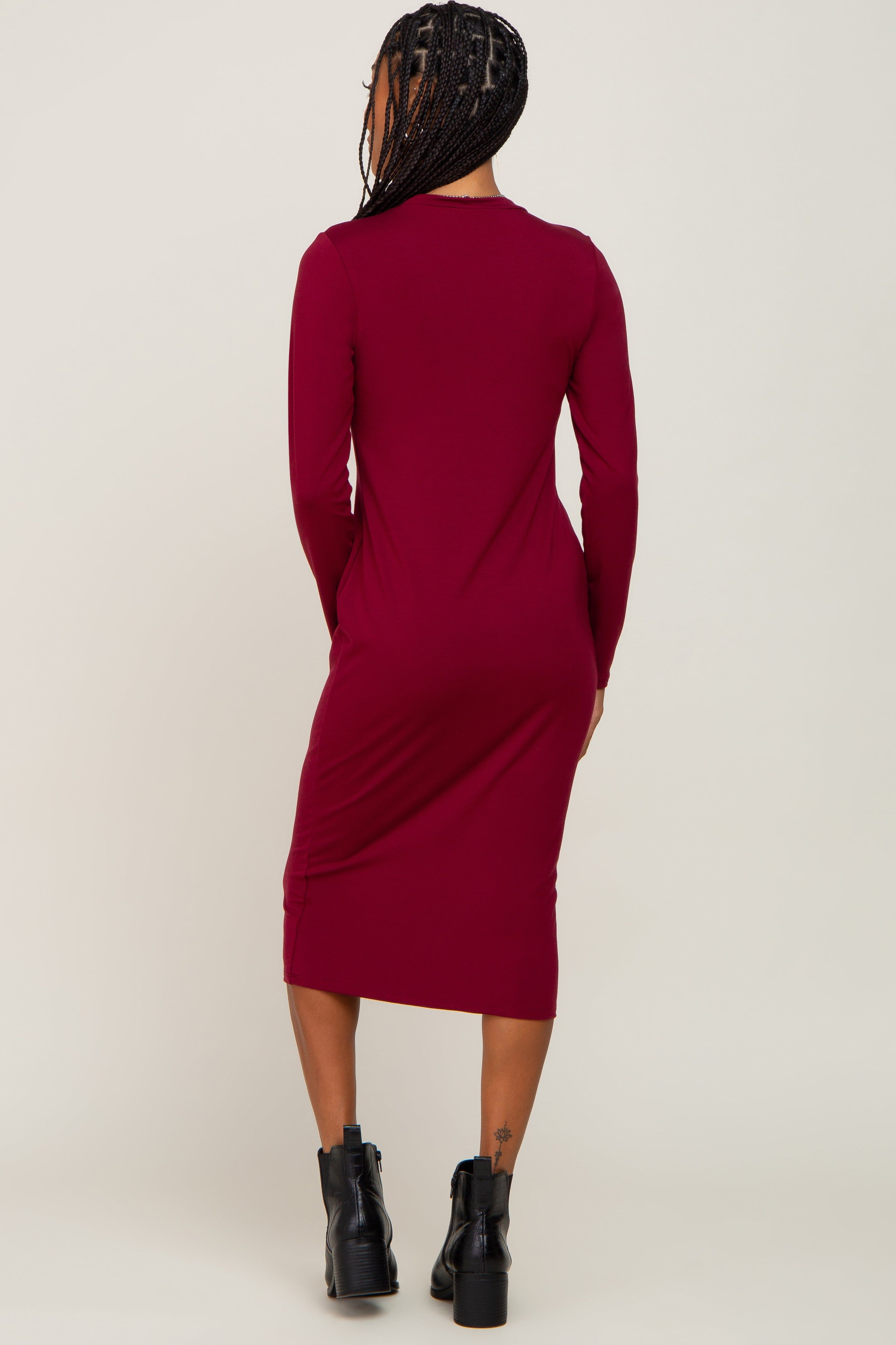 Burgundy Basic Midi Dress sold by Pinkblush product image thumbnail 3