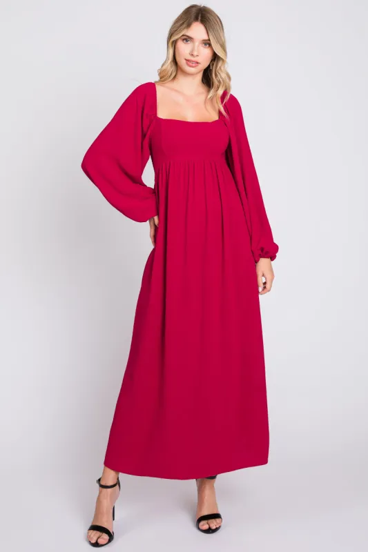 Magenta Square Neck Maternity Dress sold by Pinkblush