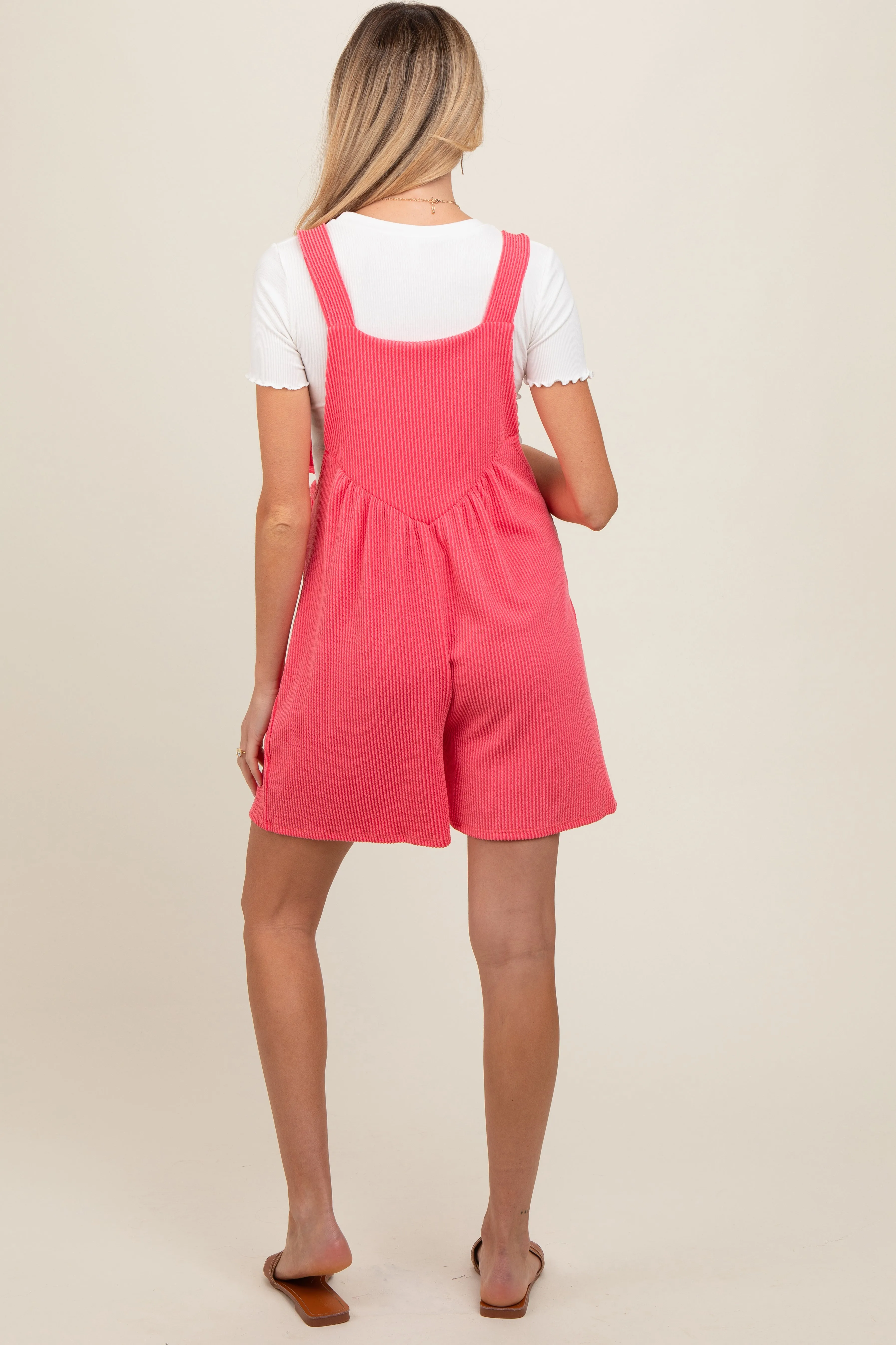 Coral Ribbed Maternity Romper sold by Pinkblush product image thumbnail 3