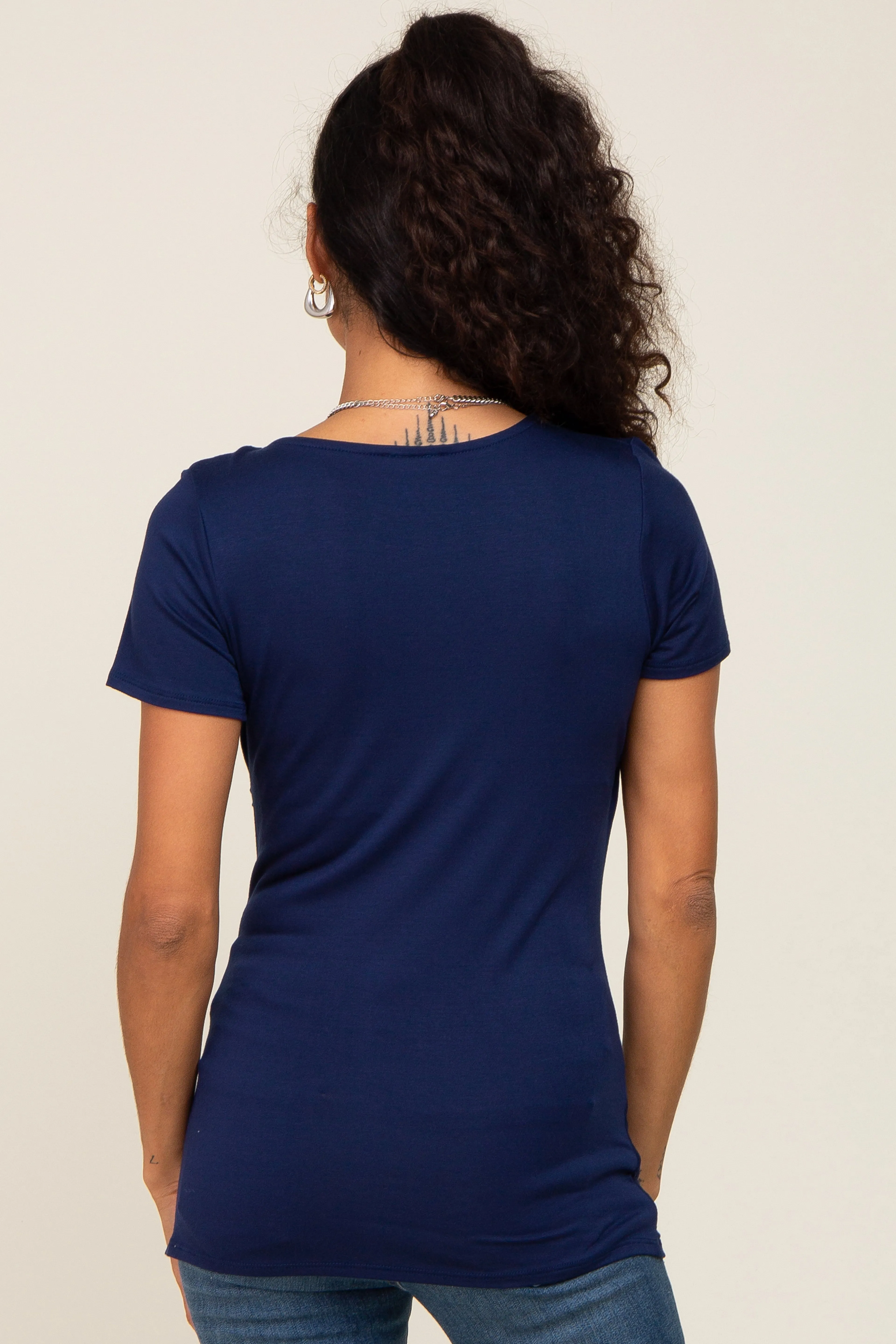 Navy Wrap Front Nursing Top sold by Pinkblush product image thumbnail 3