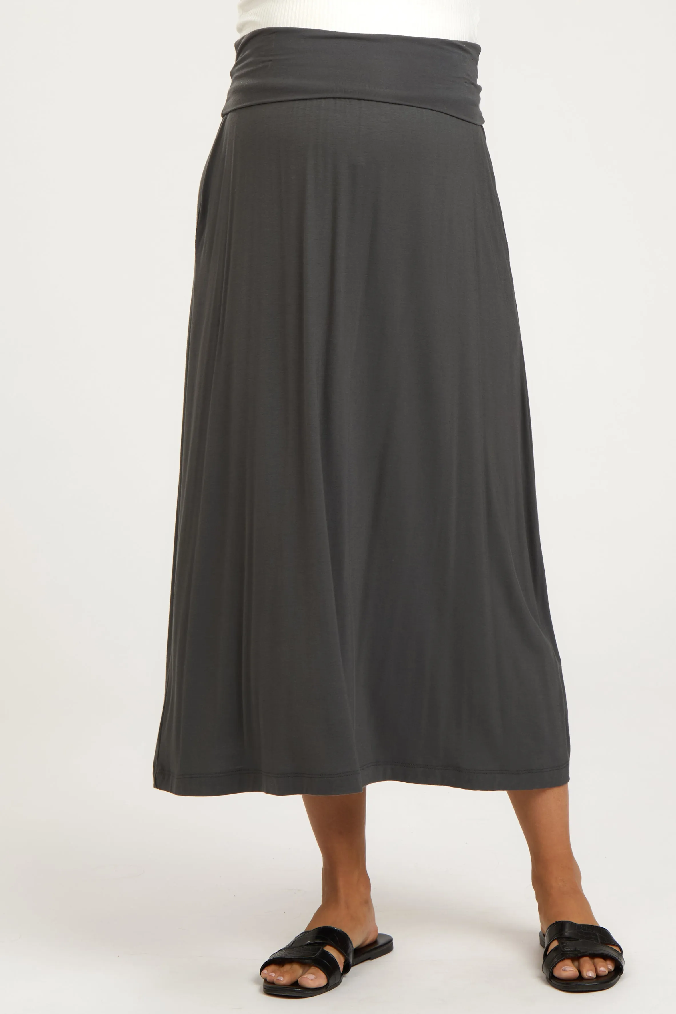 Charcoal Fold-Over Maternity Maxi Skirt sold by Pinkblush product image thumbnail 2