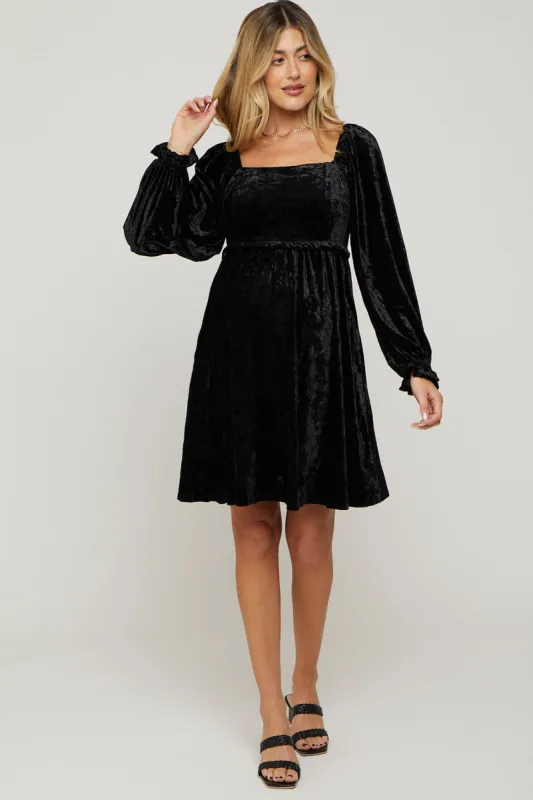 Black Velour Square Neck Maternity Dress sold by Pinkblush