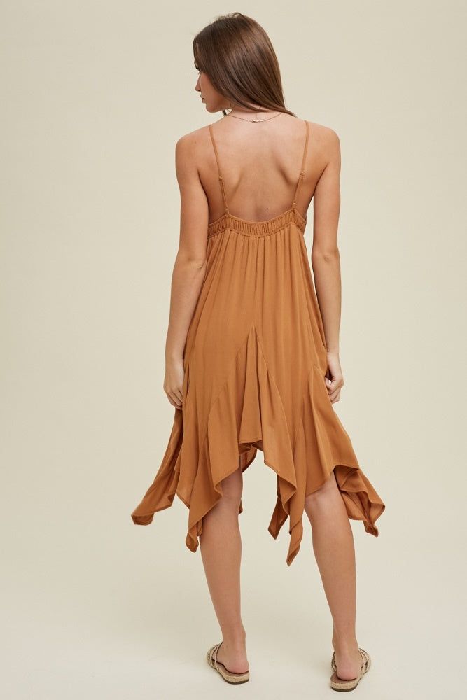 Camel Handkerchief Mini Dress sold by Pinkblush product image thumbnail 3