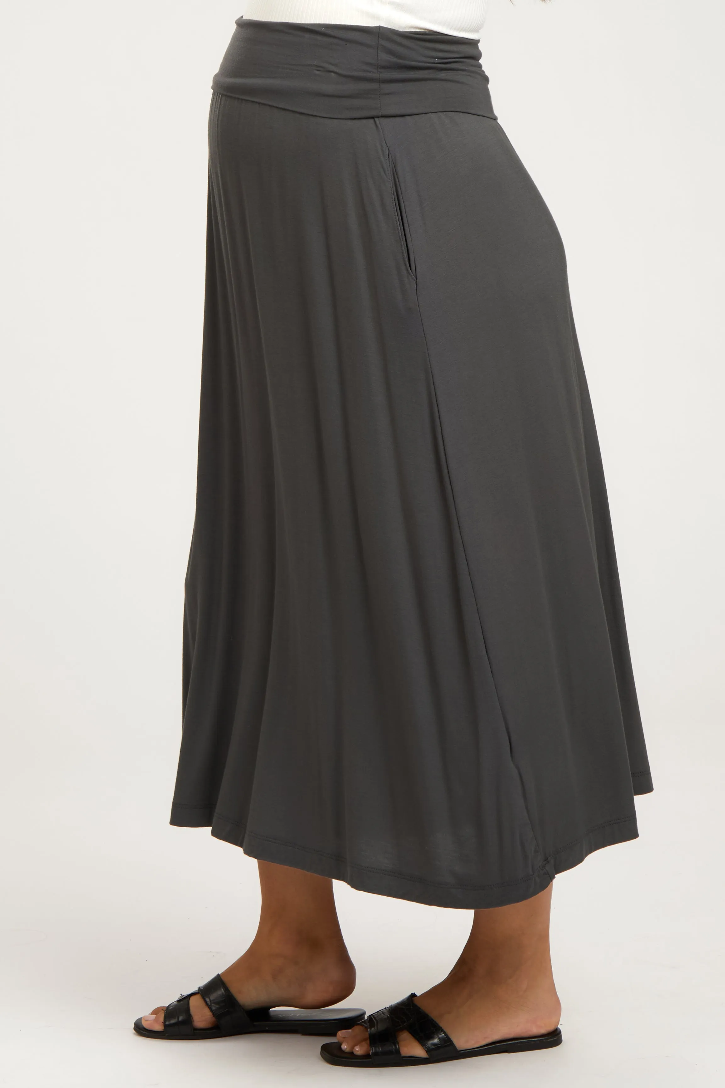 Charcoal Fold-Over Maternity Maxi Skirt sold by Pinkblush product image thumbnail 3