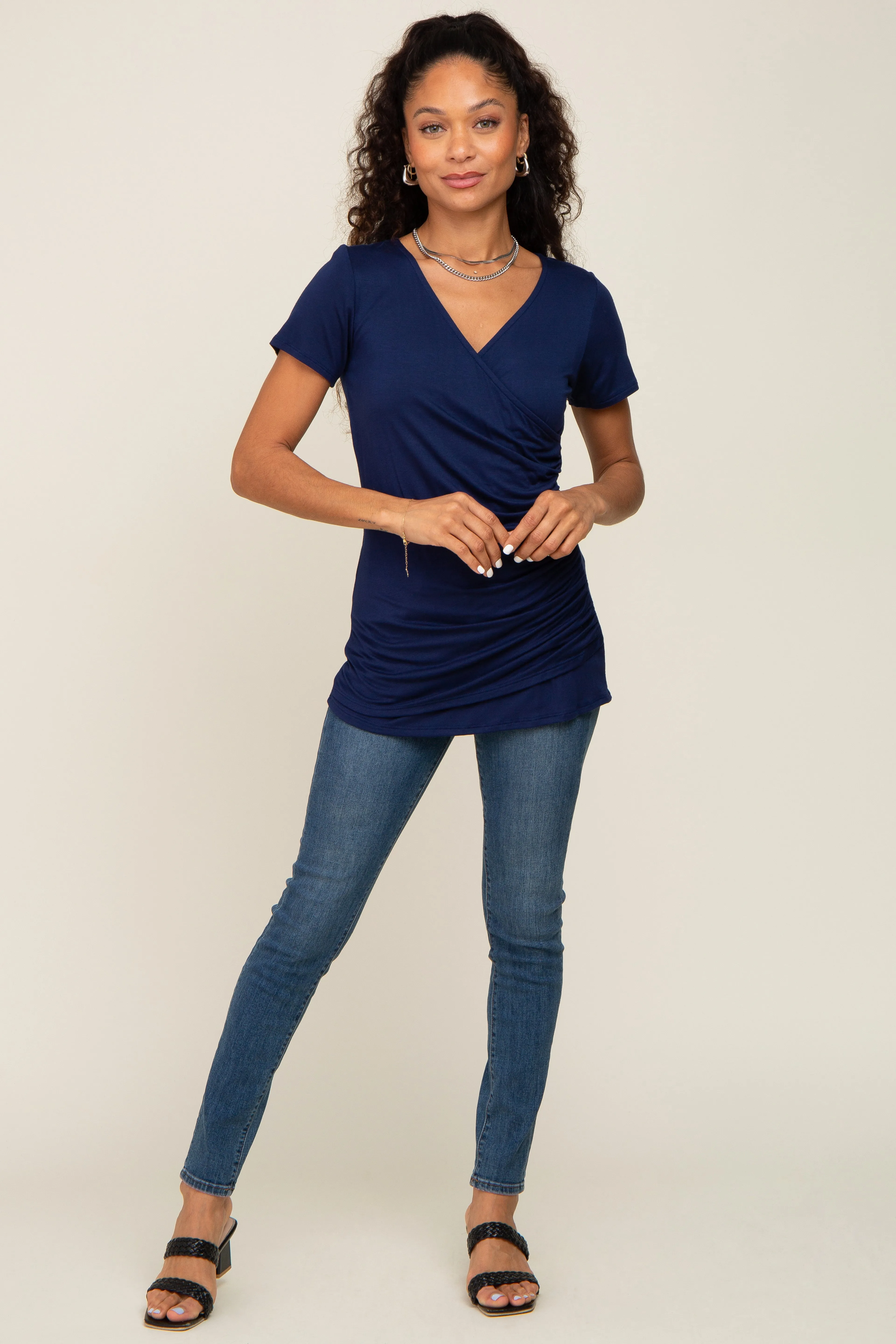 Navy Wrap Front Nursing Top sold by Pinkblush product image thumbnail 5