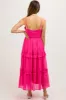Fuchsia Sleeveless Pleated Ruffle Tiered Maternity Midi Dress sold by Pinkblush