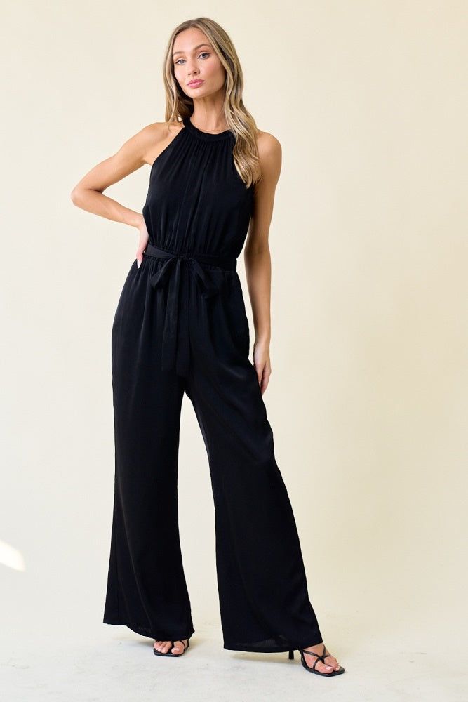 Black Halter Neck Jumpsuit sold by Pinkblush