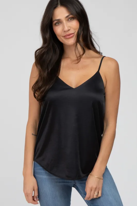 Black Curved Hem Tank Top sold by Pinkblush