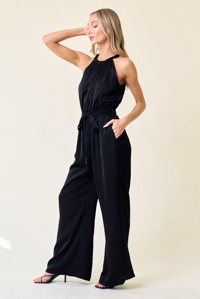 Black Halter Neck Jumpsuit sold by Pinkblush product image thumbnail 2