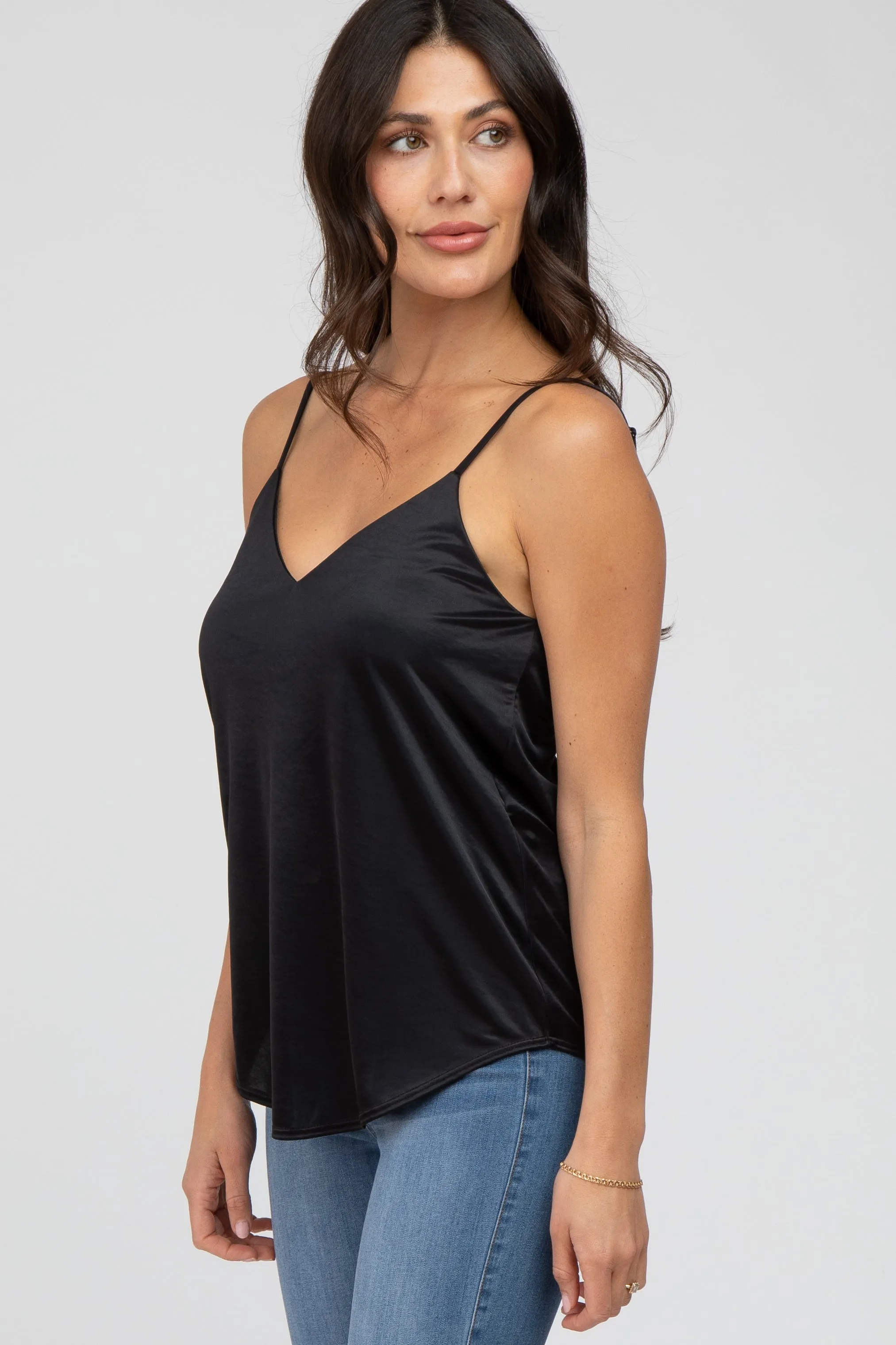 Black Curved Hem Tank Top sold by Pinkblush product image thumbnail 2