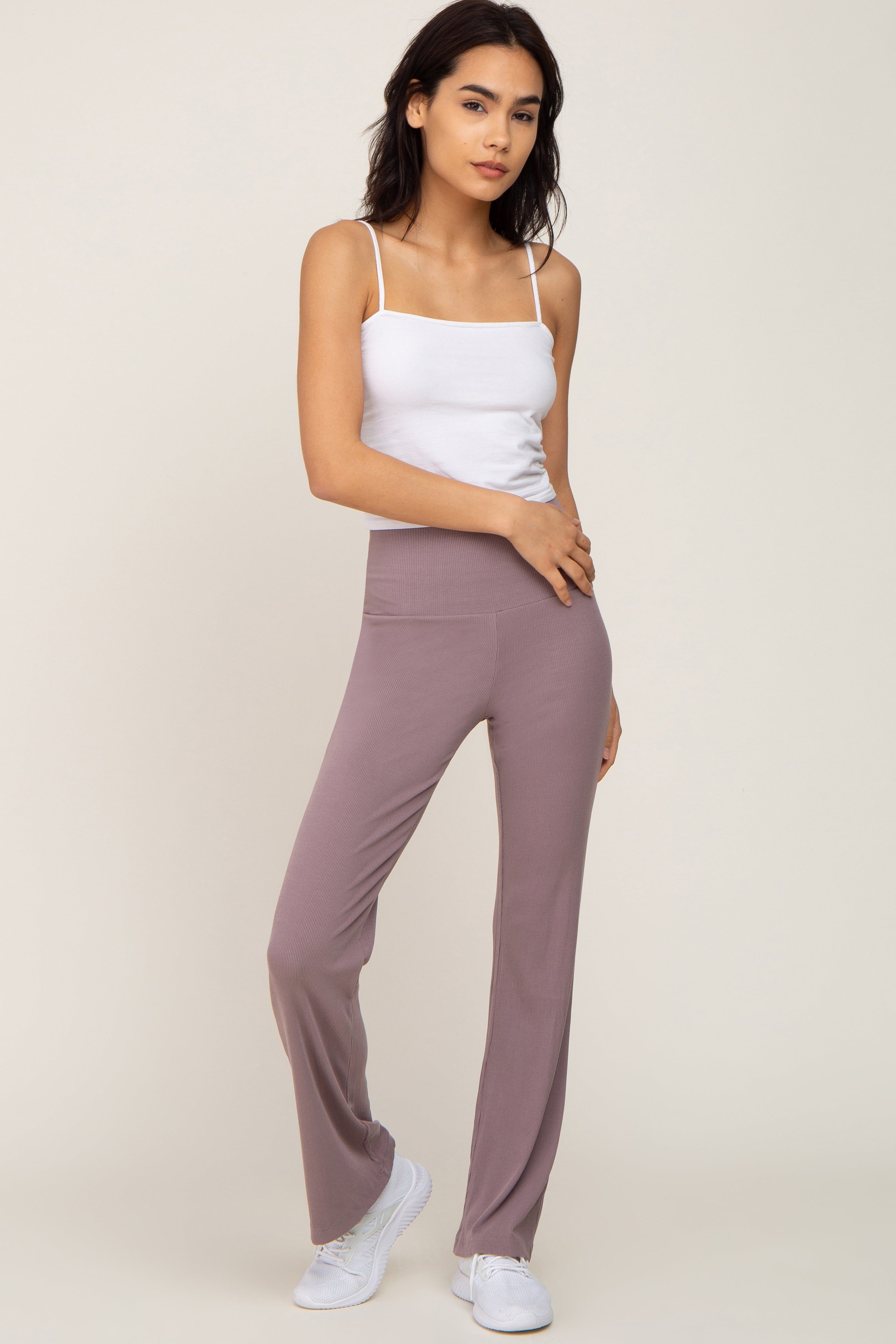 Mocha Ribbed Flare Pants sold by Pinkblush product image thumbnail 5
